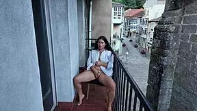 Risky balcony moment with stepsister