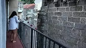 Risky balcony moment with stepsister