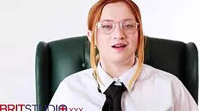 office secretary in lingerie and heels flashes her natural tits to tempt you into cheating on your wife