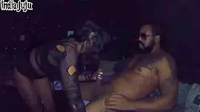 Ebony princess takes gang anal in swing club