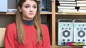 Rosalyn Grimaces While Huge Cock Stretches Her Tight Cunt in Office Reality Pornstar Blowjob