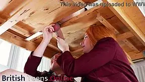 Ellie & Victoria Milk A Guy's Cock And Get Uniforms Covered In Cum