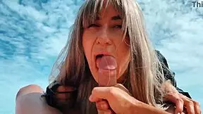 me- blonde girl masturbatin at nudist beach, strokin guys dick with feet till cumshot foot fetish