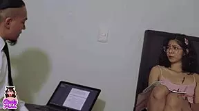 English professor teaches latina student sex with riding and cum in mouth