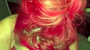 Redhead streetwalker sucks dick naked in truck backseat, cum in mouth.