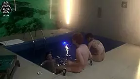 hanging out with friends for a threesome in the motel pool, part 1