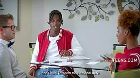 Black step sibling duo Lacey London and her not-sister partner get freely used by the tutor in an interracial orgasm-filled session with hardcore fucking and loud moaning in this British teen scene.