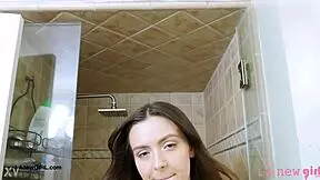 fierce flawless brunette took shower