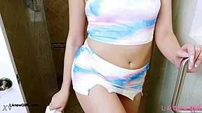 fierce flawless brunette took shower