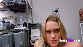 the bikini shoplifter chloe rose got caught by the old man in the garage shop. he dominated and punished her small tits teen body with maledom sex as the horny thief submitted.