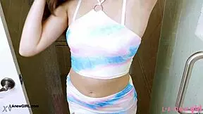 fierce flawless brunette took shower