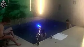 hanging out with friends for a threesome in the motel pool, part 1