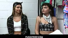 In the garage, the caught shoplifter teen undergoes punishment with blowjob and fucking