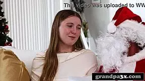 Grandpa as santa gives her unforgettable monster cock present