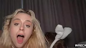 she let him record this blonde cutie who likes it rough in her college activities and quick games