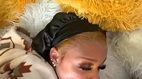 Petite teen swallows big black cock