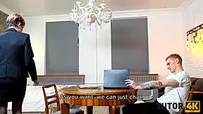 Tricky Boy Drills Mature Russian Tutor in Stockings?