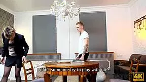 Tricky Boy Drills Mature Russian Tutor in Stockings?