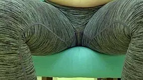 Teen babe contrasts workout tease on sugar daddy in tight leggings