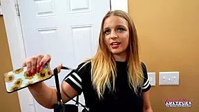 Skinny Brunette Stella 2 Masturbates And Sucks A Hard Big Boner To Eat Cum