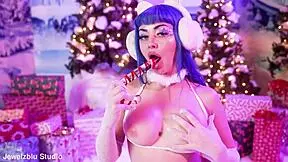 Candy cane slides into my cute pussy