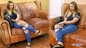 Skinny Brunette Stella 2 Masturbates And Sucks A Hard Big Boner To Eat Cum