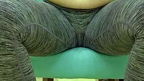 Teen babe contrasts workout tease on sugar daddy in tight leggings