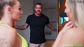 Two Horny Blonde Bikini Babes Suck And Fuck Neighbor's Monster Cock In Threesome