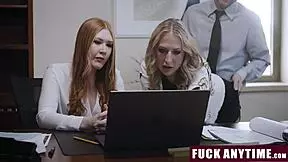 hey, that milf boss is totally down for her employees to bang her big ass in a wild 3some 😈