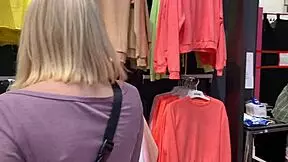 Intense Blowjob and Riding in Outdoor Changing Booth with Sexy Friend