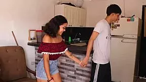 Hot Brunette Teen Bent Over For Rough Home Fuck