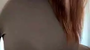 Stepmother caresses her milky tits to orgasm