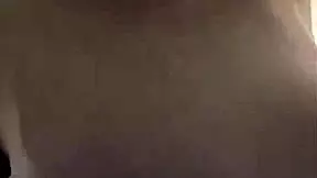 Stepmother caresses her milky tits to orgasm