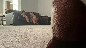 redhead babe with tattoo blows in hidden cam room