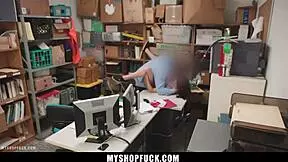 loss prevention officer interrogates suspect and she submits to his terms - myshopfuck