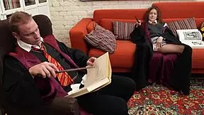 Teen Brunette Sucking Off the Headmaster for a Better Grade