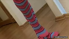 solo teen touches herself in sexy stockings - tiny miley