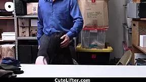 Caught shoplifting underwear? This black-haired babe gets punished with a monster cock!