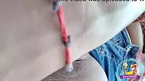 Cowgirl with big ass plays with her toy until she gets wet