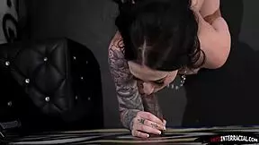 Wow, the gloryhole delivers a massive black cock for deepthroat and hairy beaver!