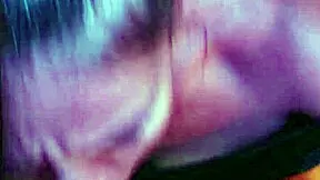 pretty brunette shortie gives deep throat blowjob in neon night. neighbors might hear moaning! 😈