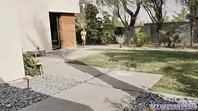 tiny asian teen gets strapon threesome punishment from neighbors, elle venove moans.