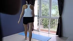 Julia stretches then sucks boyfriend's cock 😏