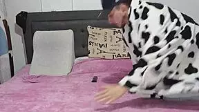 Beautiful companion in pajamas tight shorts and cute face gets fucked in her bed trailer!