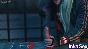 Superman saves the world by introducing Harley Quinn's bat through her ass in gym parody