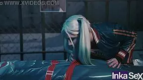 Superman saves the world by introducing Harley Quinn's bat through her ass in gym parody