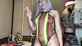 minx deep sucks classmate dick doggystyle on kitchen table swallowing cum