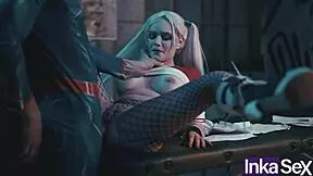 Superman saves the world by introducing Harley Quinn's bat through her ass in gym parody