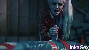 Superman saves the world by introducing Harley Quinn's bat through her ass in gym parody