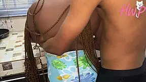 Big Ass African Maid Fucks Boss Huge Cock In Kitchen For Money